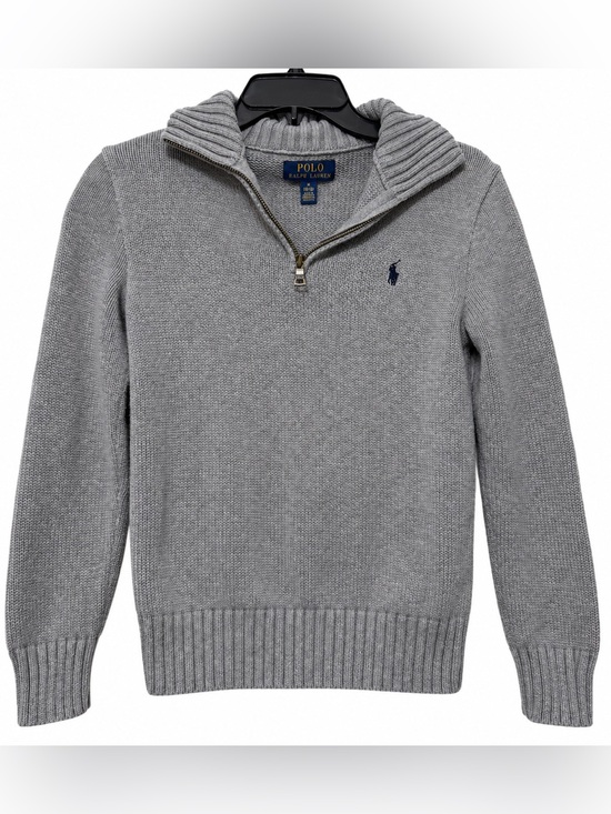 Polo Ralph Lauren Other - Polo Ralph Lauren Boys M 10-12 Gray Cotton Quarter Zip Sweater Preppy Pony